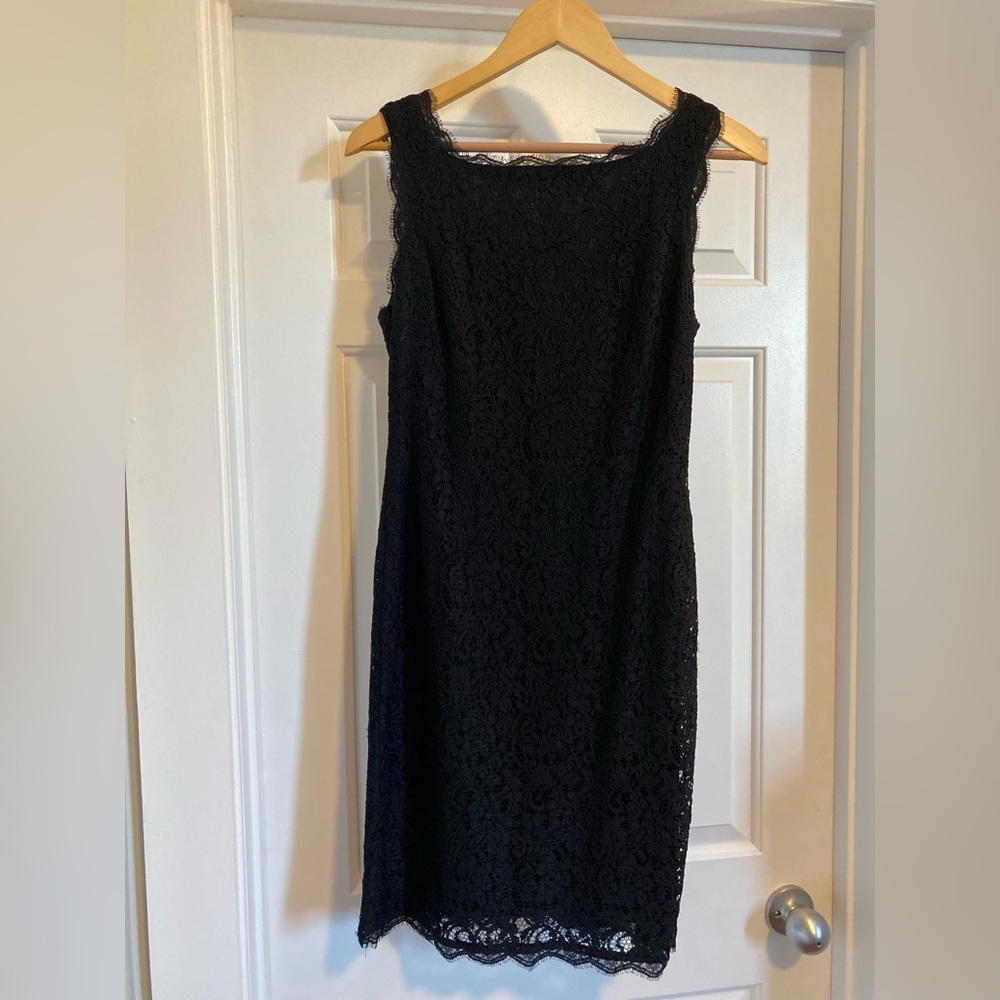 adrianna papell black lace dress